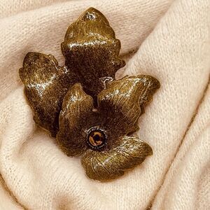 Vintage enameled layered leaf brooch.